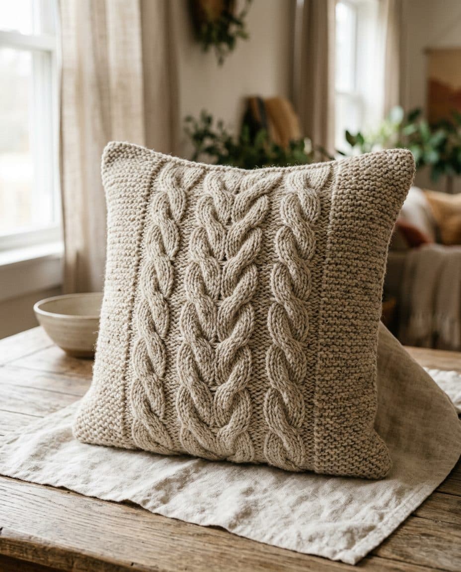 Cobblestone Cabled Pillow, preview render