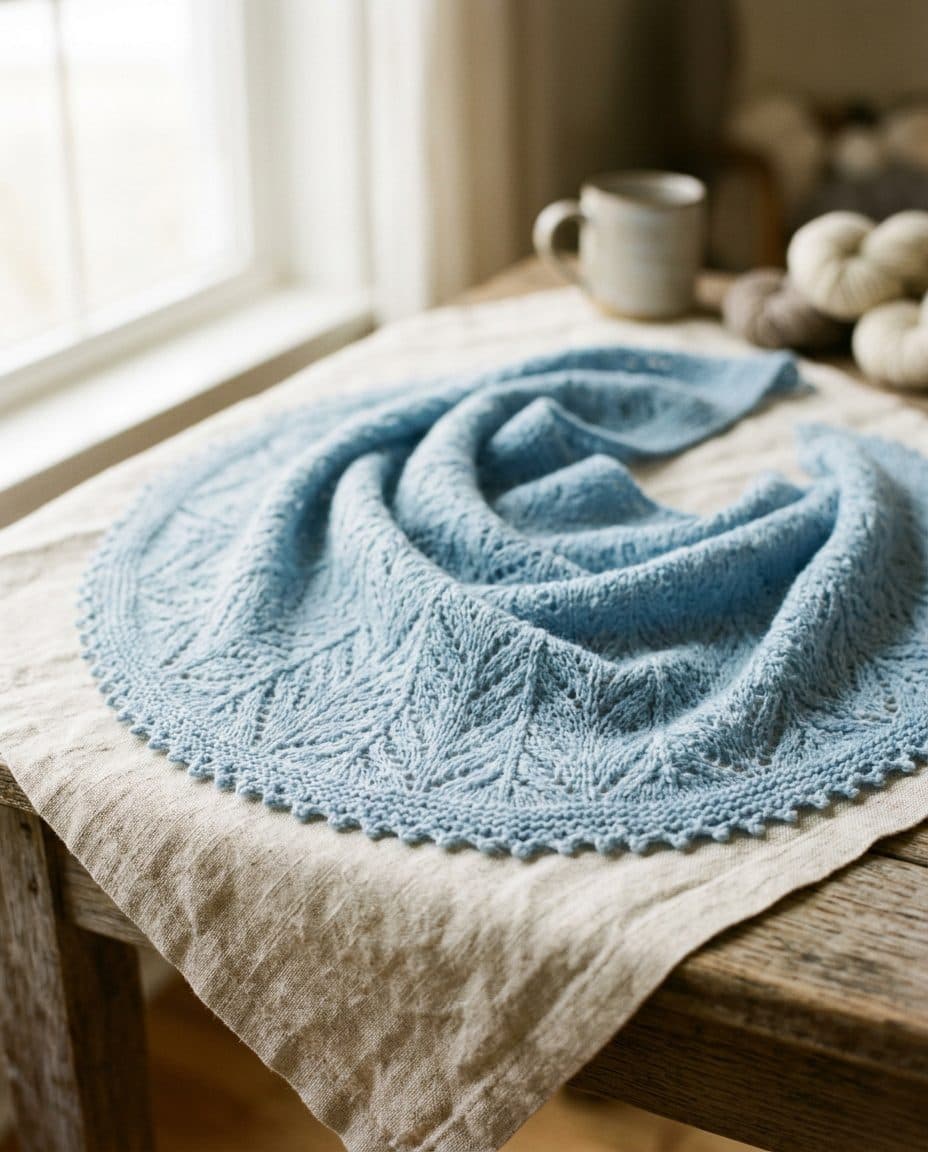 Featherweight Eyelet Shawlette, preview render